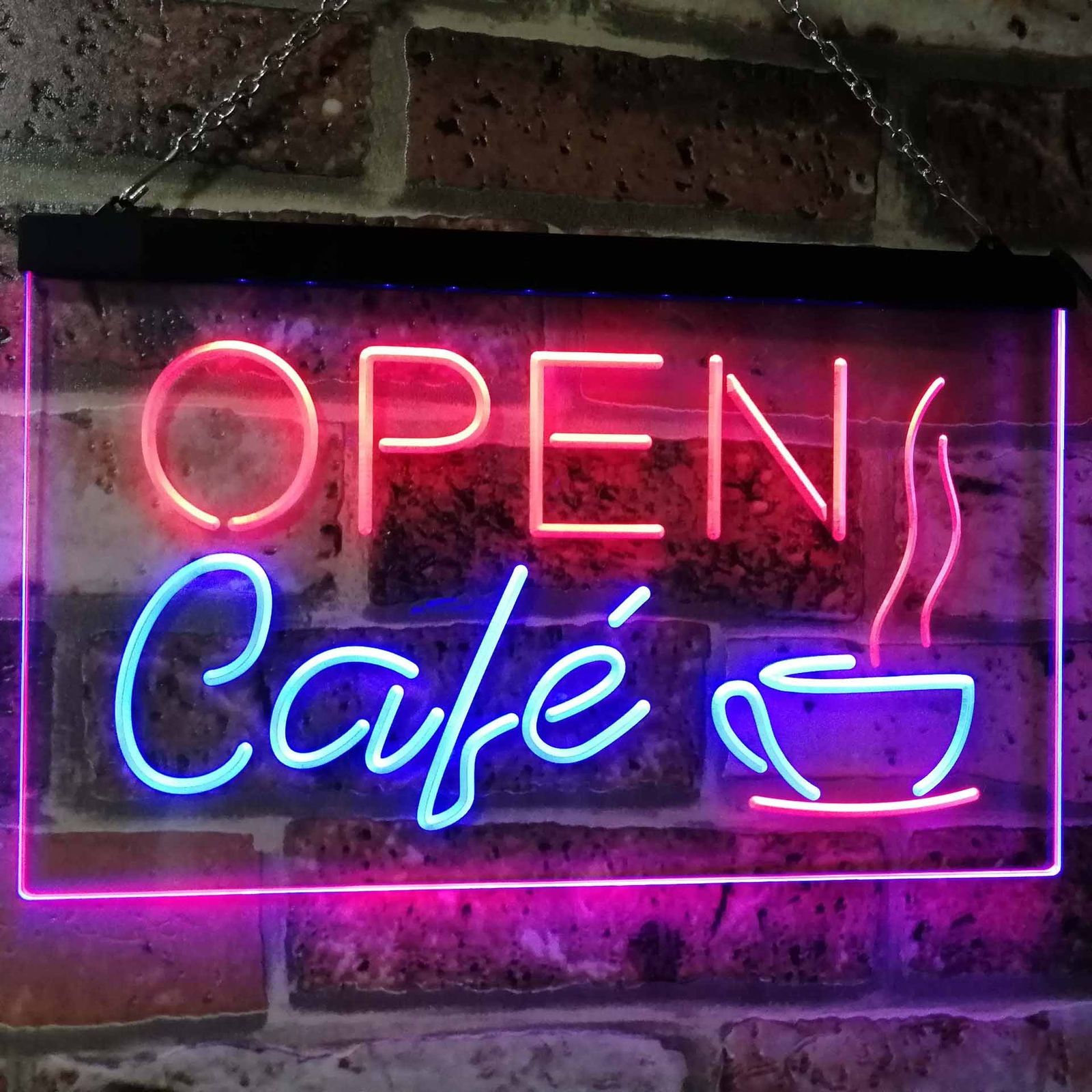 Open Cafe Bar Dual Color Led Neon Sign